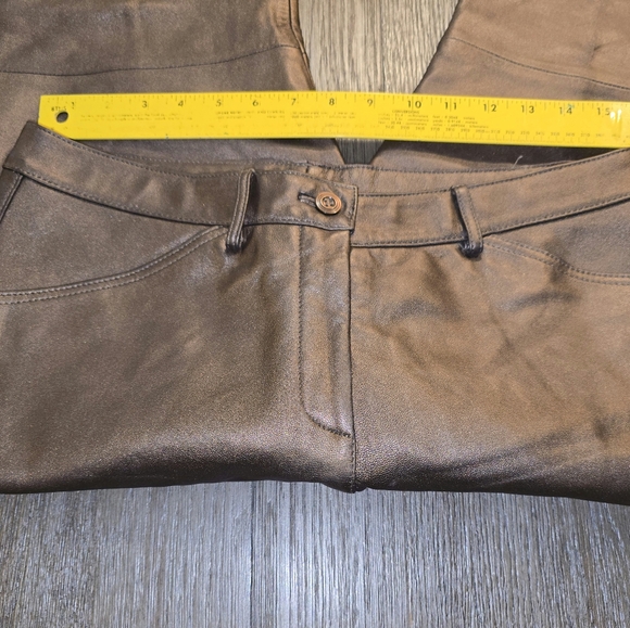 Sharon  Young Sz. 10 Bronze Leather Pants - Picture 6 of 11